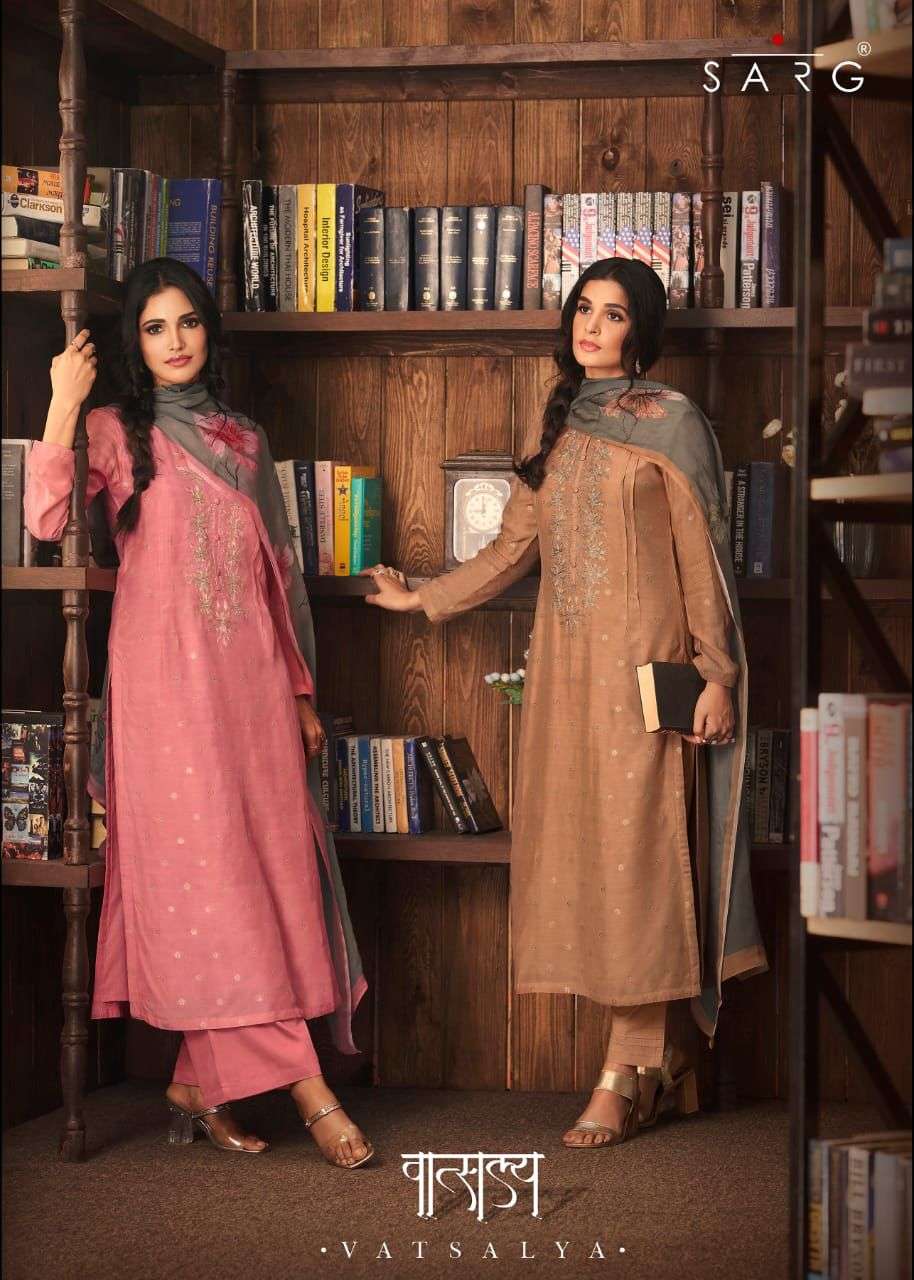 Sahiba Sarg Vatsalya Designer Muslin Silk Jacquard Dress Material Collection at Wholesale Rate