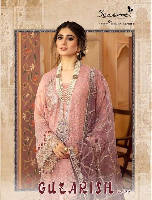 Serene guzarish vol 2 faux georgette with embroidery pakistani dress material collection surat 