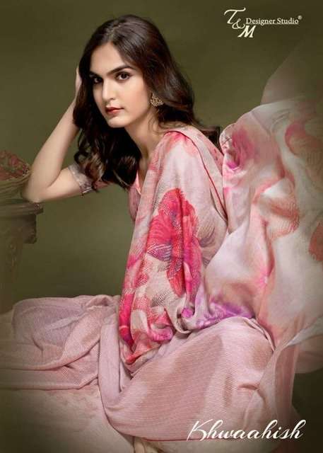 T & M designer studio khwaahish printed fancy fabric sarees at wholesale Rate 