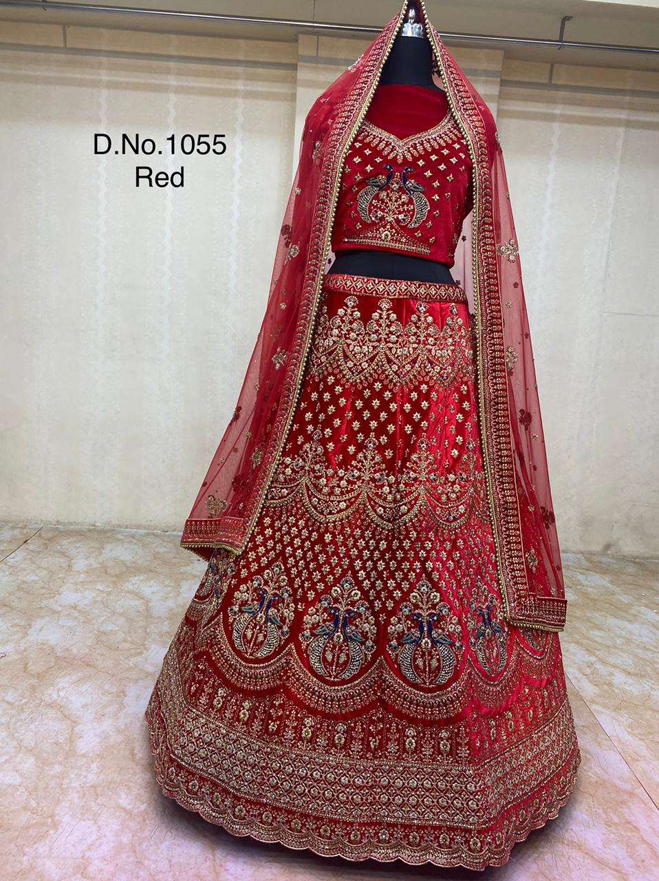 Velvet with designer wedding wear lehenga choli collection 1055