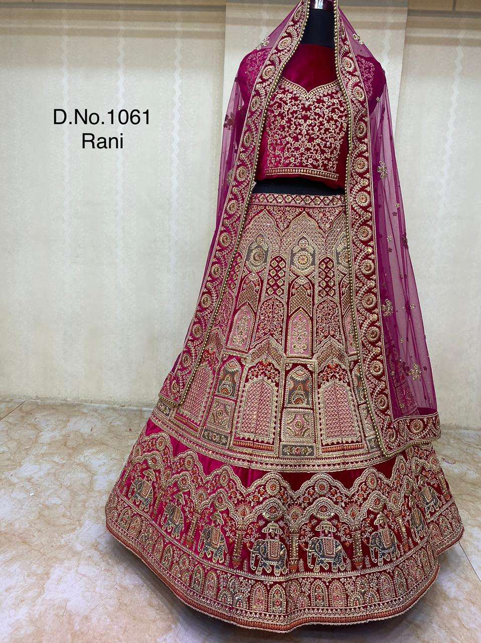 Velvet with designer wedding wear lehenga choli collection 1061