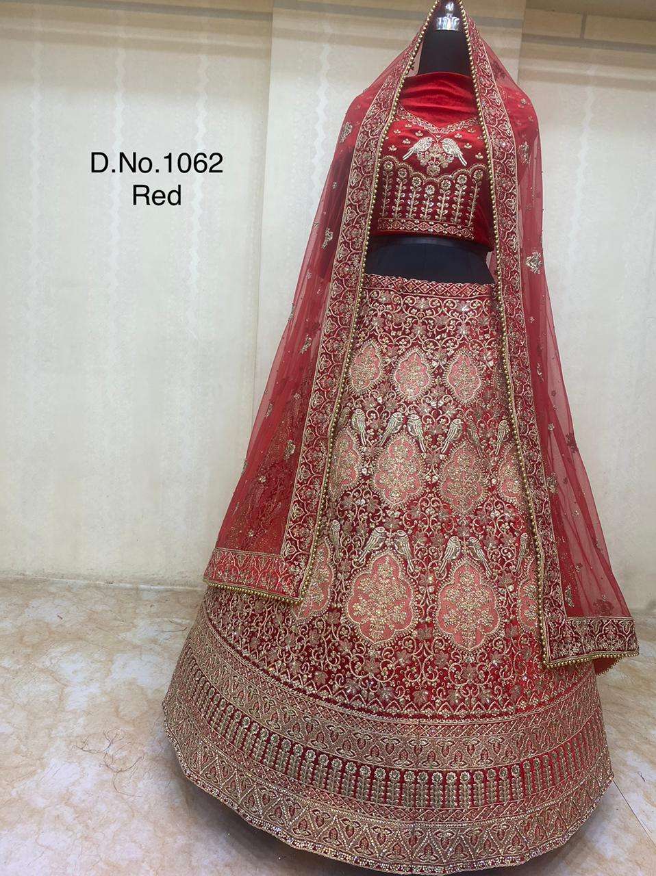 Velvet with designer wedding wear lehenga choli collection 1062