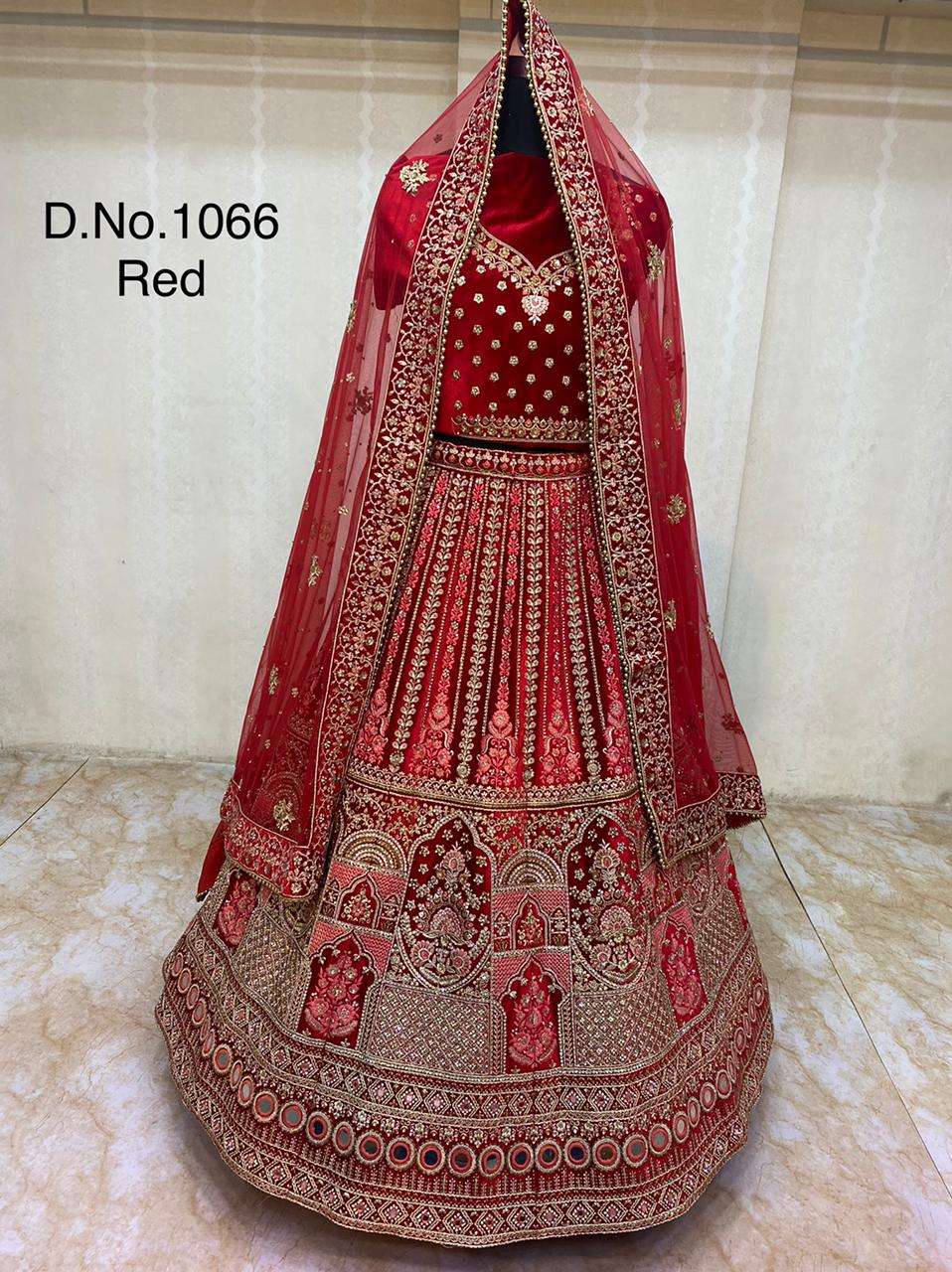 Velvet with designer wedding wear lehenga choli collection 1066
