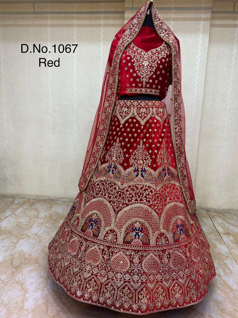 Velvet with designer wedding wear lehenga choli collection 1067