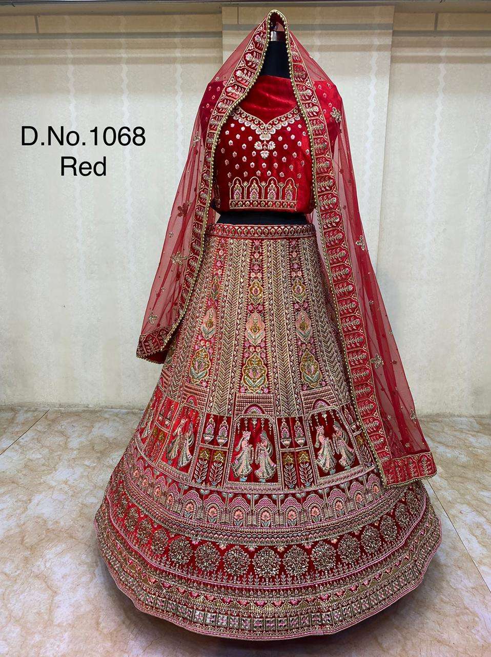 Velvet with designer wedding wear lehenga choli collection 1068