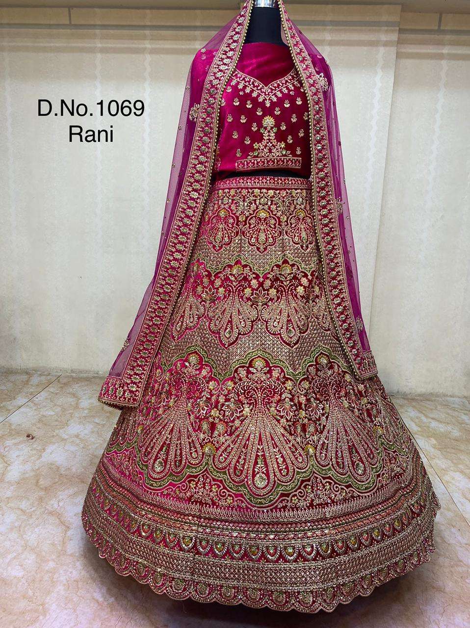 Velvet with designer wedding wear lehenga choli collection 1069