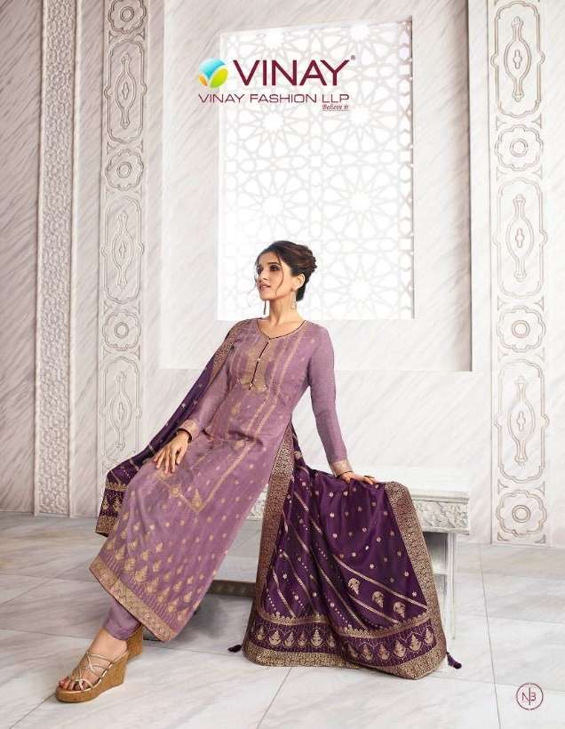 Vinay Fashion Kashish Zardoshi Vol 2 Hit List Pure Dola Jacquard Dress Material at Wholesale Rate