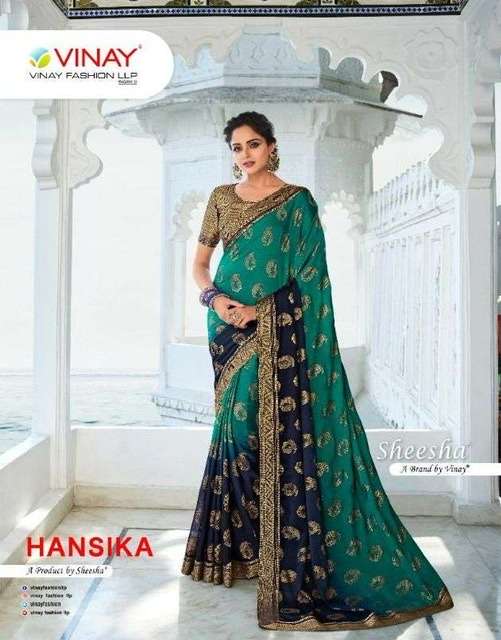 Vinay fashion sheesha hansika foil printed silk georgette sarees at wholesale Rate 