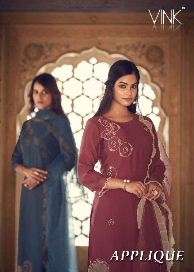 Vink Applique Pure Viscose with Embroidery Work Readymade Suits at Wholesale Rate