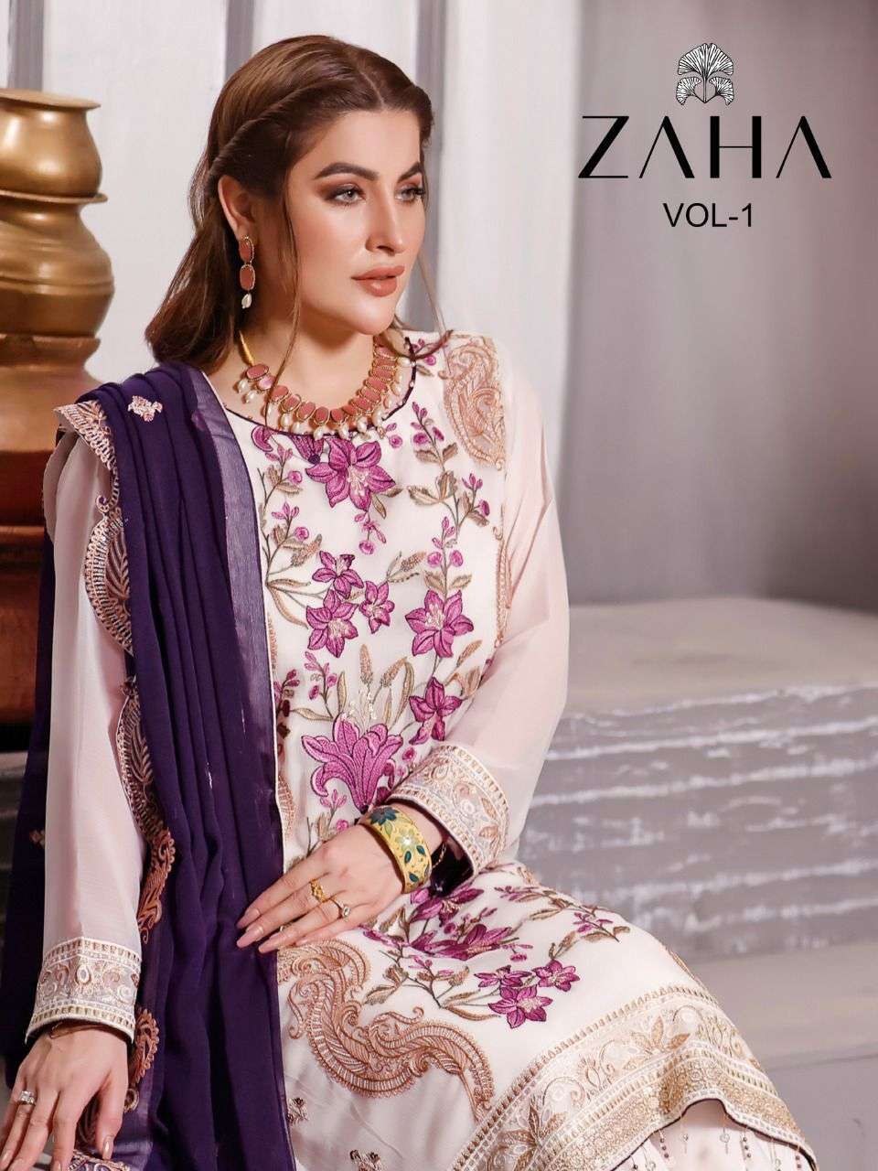 Zaha zaha vol 1 georgette with embroidery work pakistani dress material at wholesale Rate 