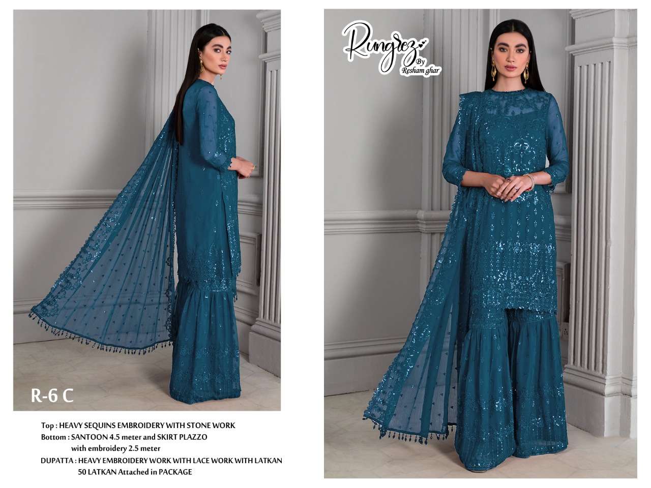 Buy Stylish Firozi Colored Heavy Faux Georgette Designer Embroidered With  Diamond Stone Work Dress Material-VT3052105A | Fashion Clothing