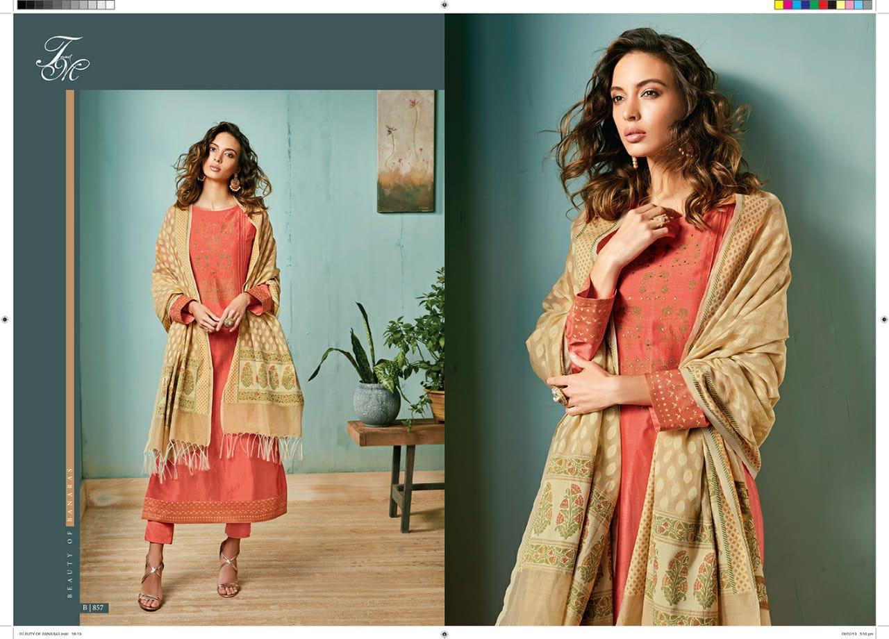 T&m Designer Studio Beauty Of Banaras Foil Printed Pure Chanderi With ...