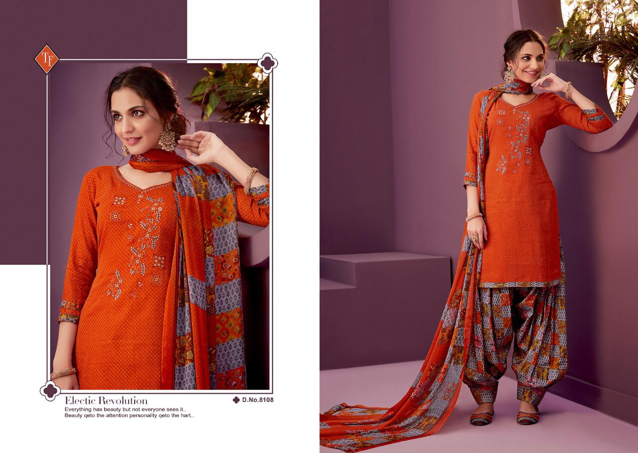 Tanishk Fashion Golden Patiyala Printed Jam Satin Cotton Dress Material ...