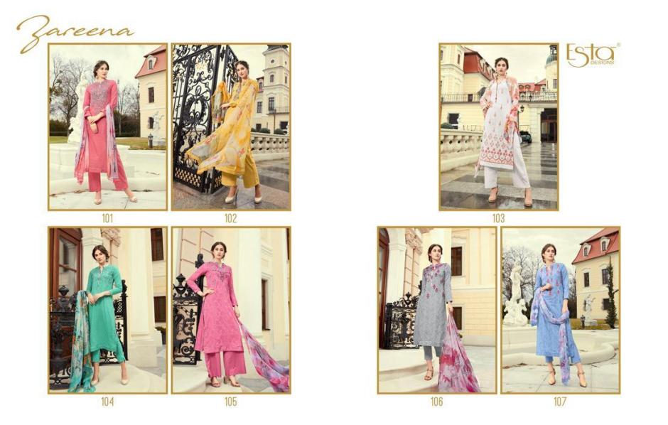 Sahiba Esta Designer Zareena Printed Dyed Cotton Jacquard With ...