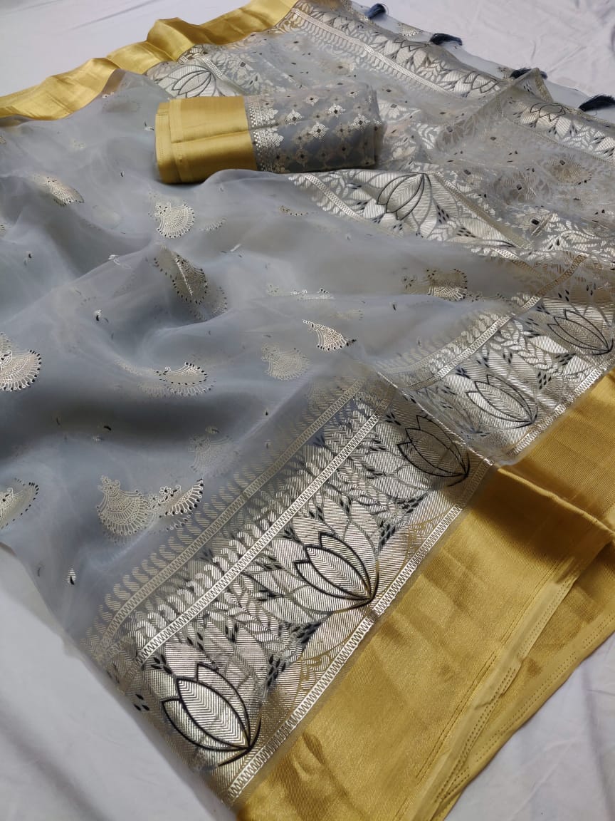 Palkhi Silk Designer Foil Prinyed Organza Silk Sarees Collection At ...