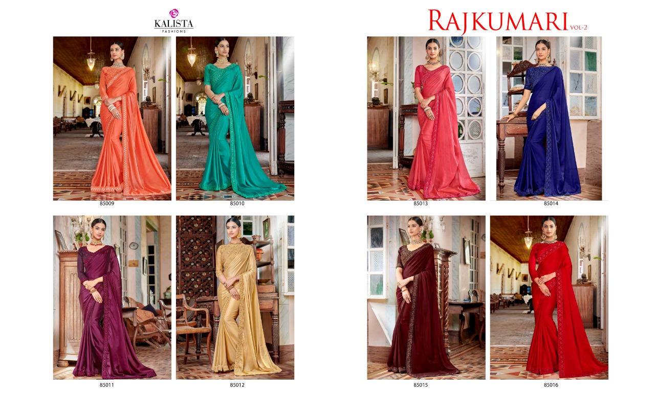 Kalista Fashions Rajkumari Vol 2 Rangoli With Embroidery Work Sarees At ...