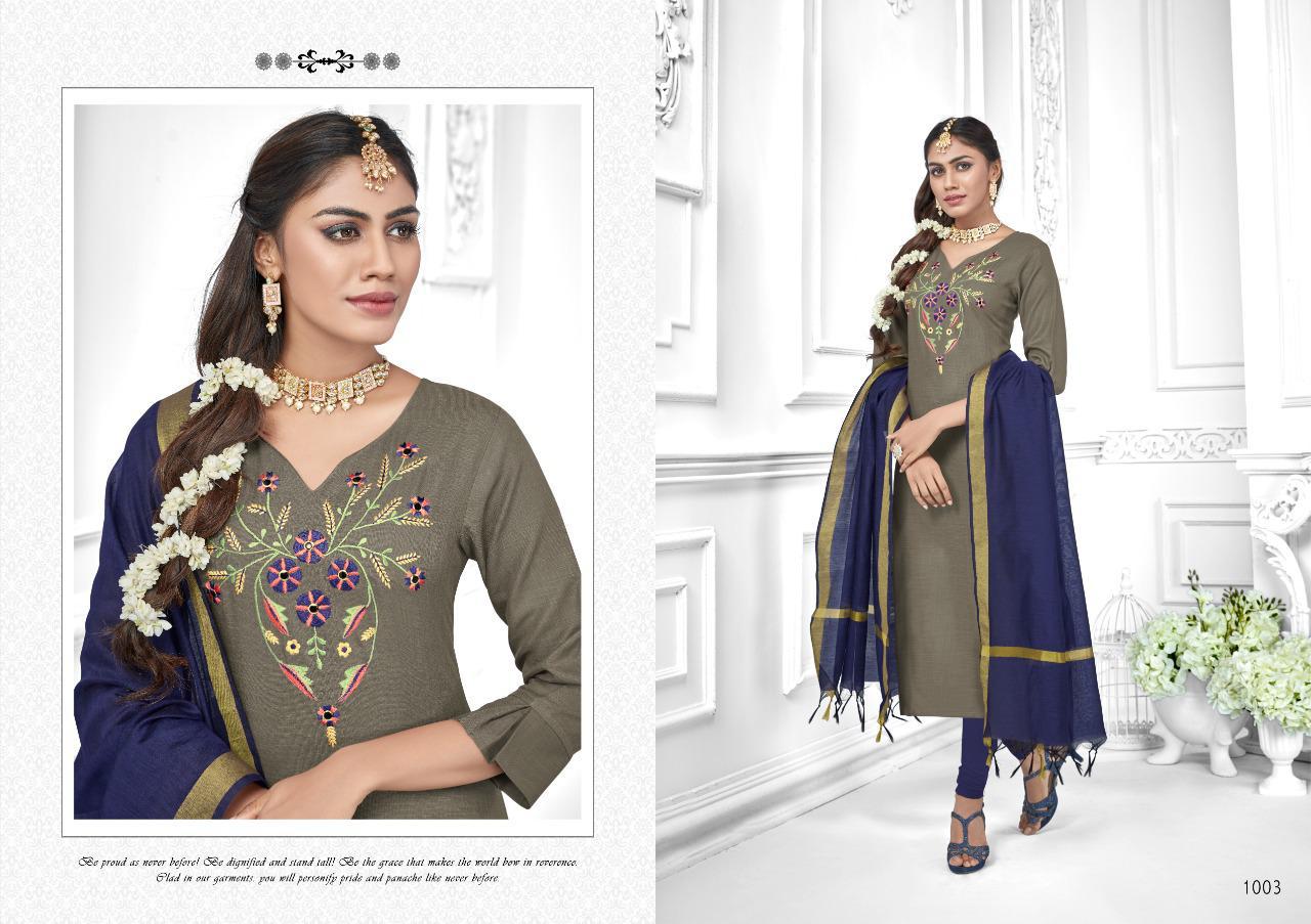 Avc Tara Embroidered Heavy Cotton Slub Dress Material Collection At ...