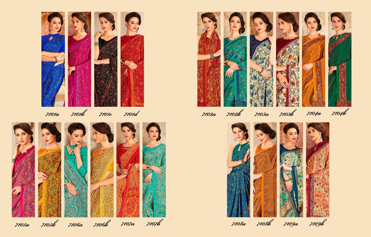 Sushma Feminity Printed Soft Crepe Sarees Collection At Wholesale Rate