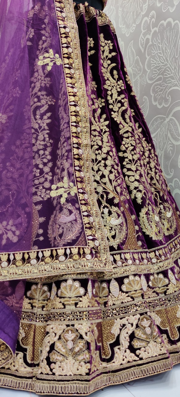 Heavy Designer Pure Velvet With Heavy Embroidery Work Bridal Wedding ...