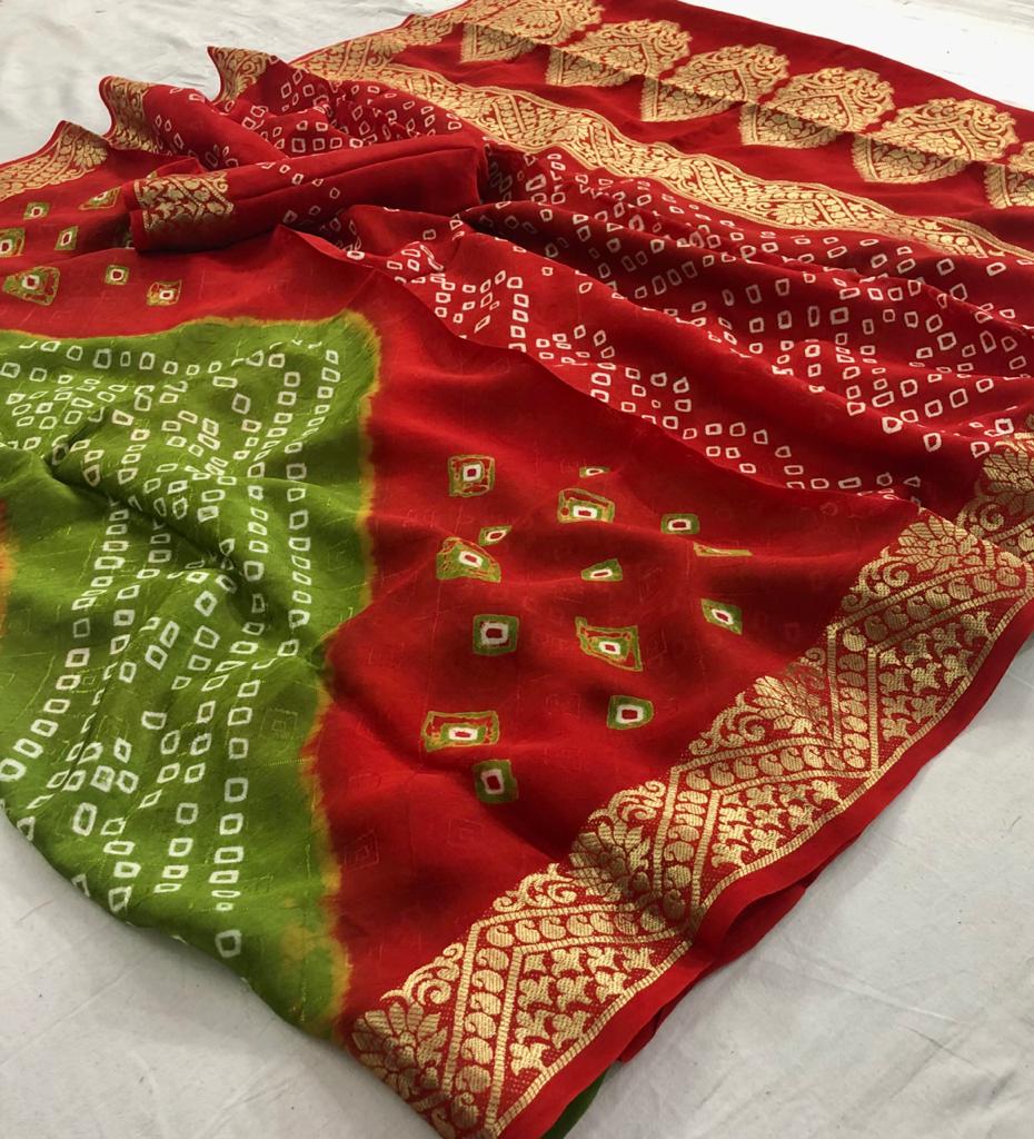 Latest Designer Traditional Bandhani Silk Printed Sarees Collection At ...