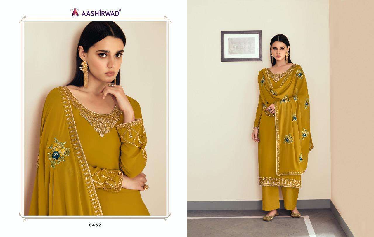 Aashirwad Creation Sunehri Georgette With Embroidery Work Dress ...