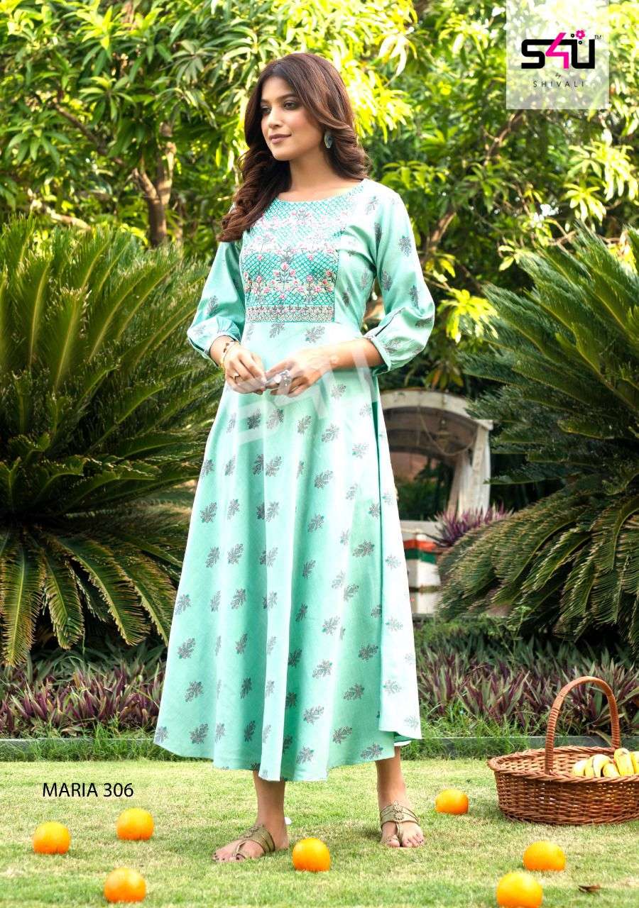 S4U Maria Vol 3 Fancy With Hand Work Kurtis collection