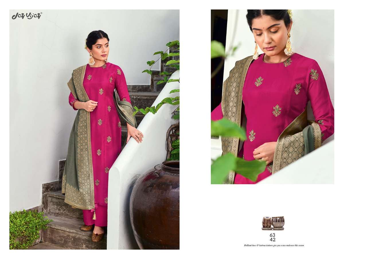 Jay Vijay Surily Bemberg Silk With Embroidery Hand Work Dress Material ...