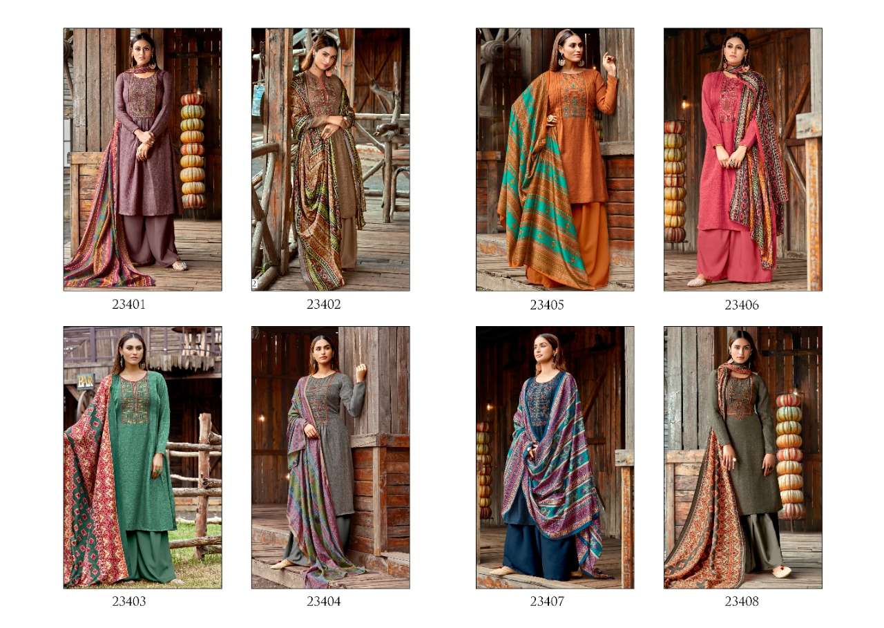 Siddhi Sagar Hansika Pashmina Print With Embroidery Work Dress Material Collection