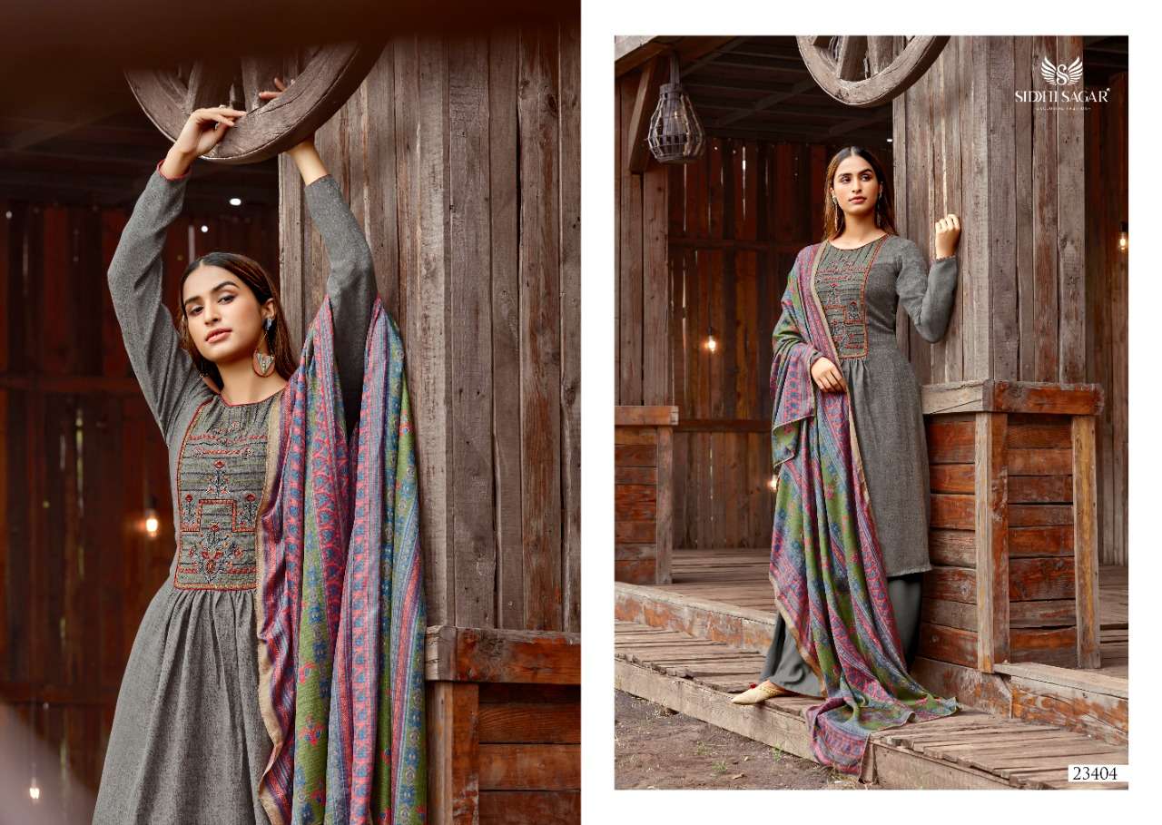 Siddhi Sagar Hansika Pashmina Print With Embroidery Work Dress Material Collection