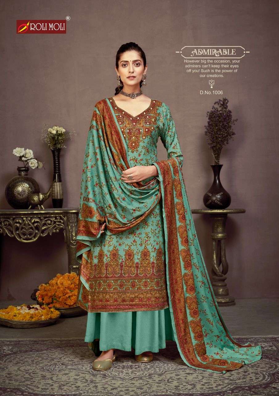 Roli Moli Aaliza Pashmina Jacquard With Khatli Mirror Work Dress Material