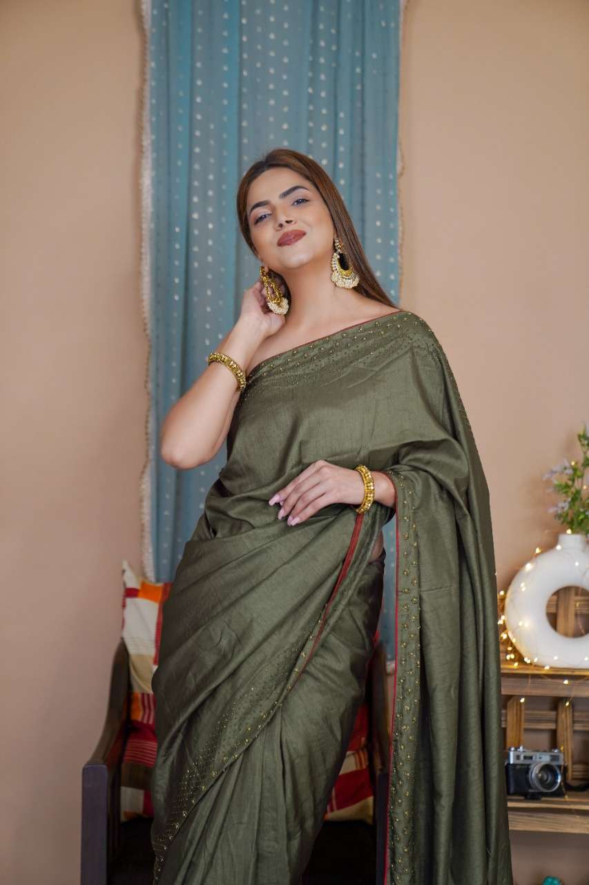 Licious silk with Swaroski & Diamond work party wear saree collection