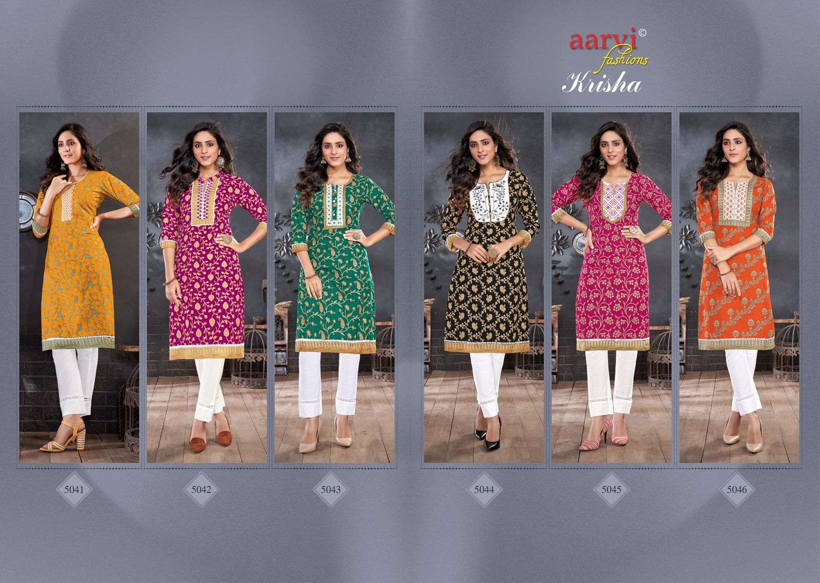Aarvi fashion krisha printed heavy lawn cotton readymade kurtis with bottom at Wholesale Rate 