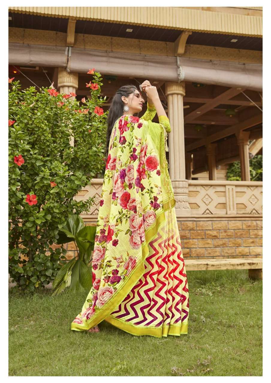 Apple sushmaa vol 3 digital printed linen sarees collection at Wholesale Rate 