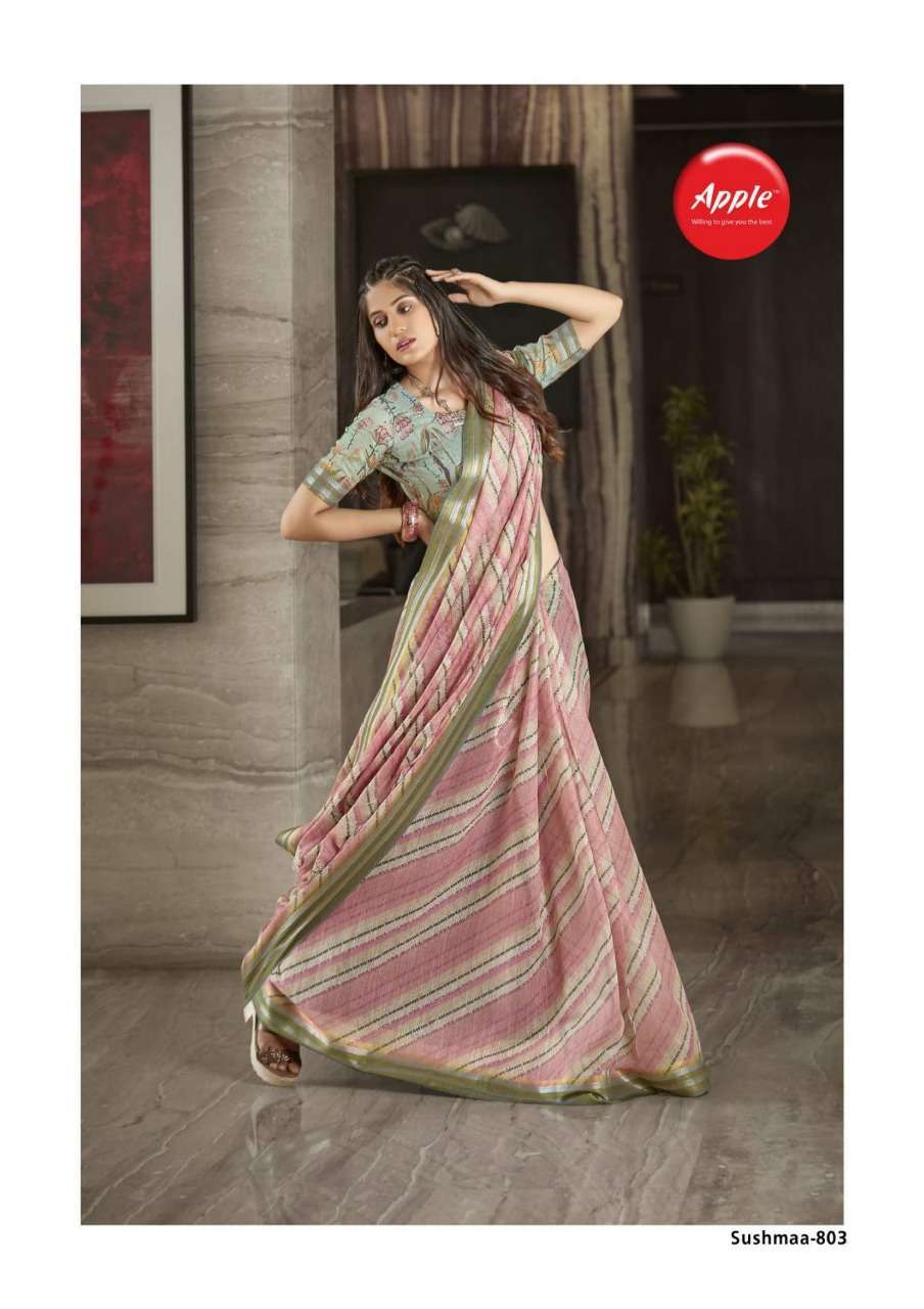 Apple sushmaa vol 8 digital Printed soft linen sarees at Wholesale Rate 