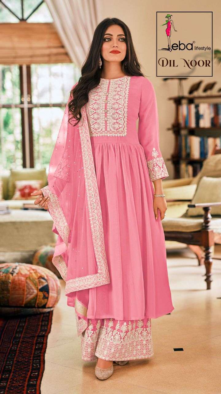 Eba lifestyle dil noor pure georgette with heavy embroidery work salwar kameez at wholesale Rate 