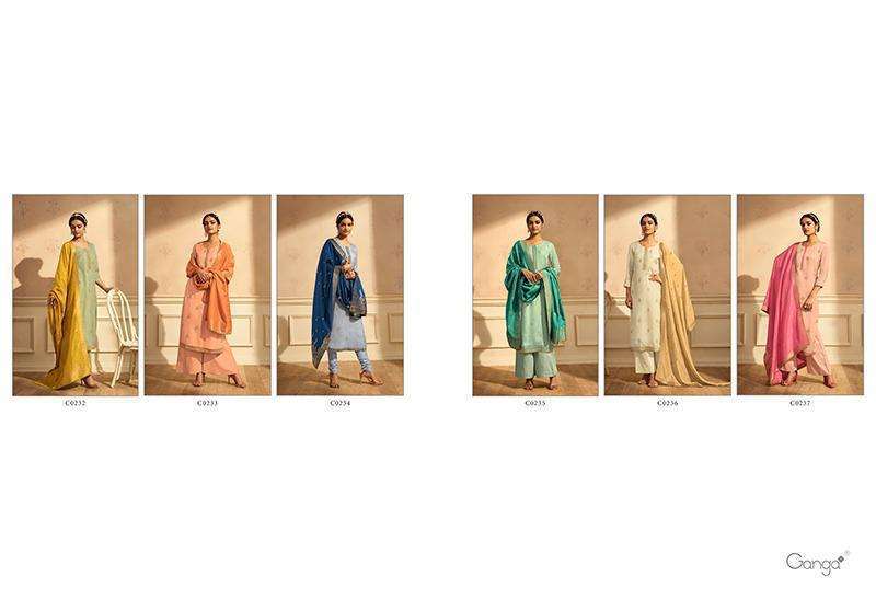 Ganga raag designer pure habutai silk with work dress material at wholesale Rate 