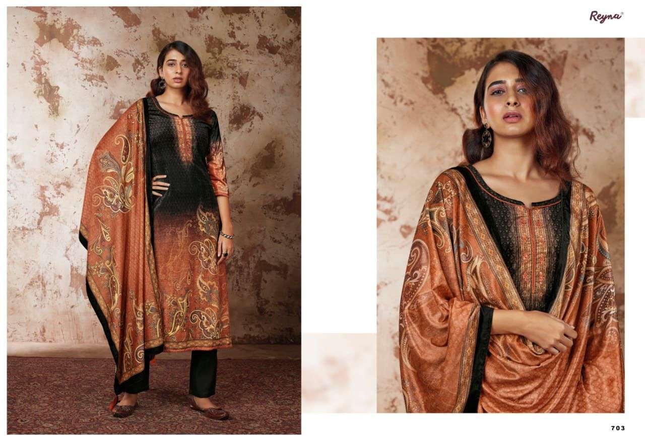 Ganga reyna maura digital Printed velvet with handwork dress material at wholesale Rate 