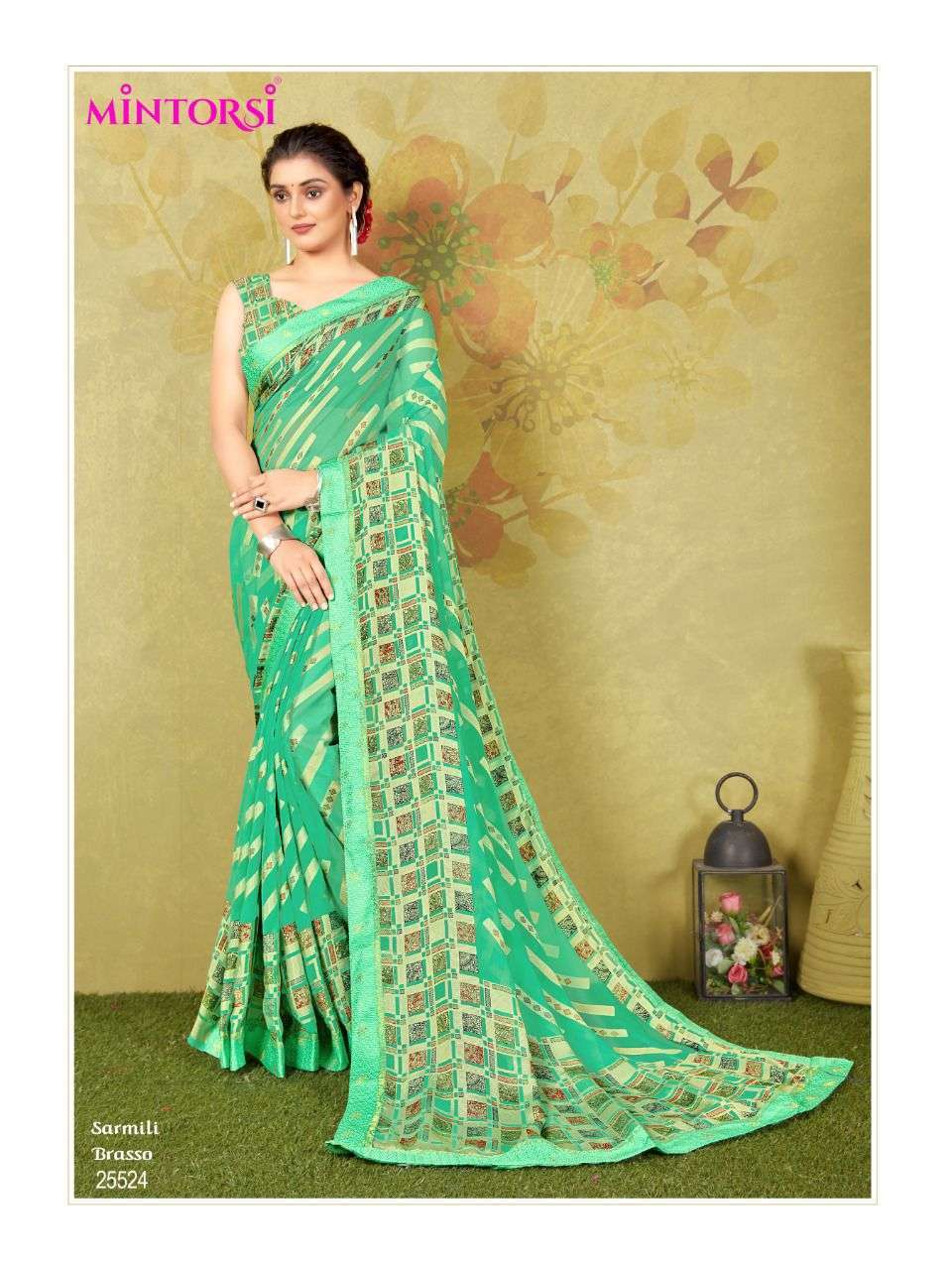 Mintosi sarmili brasso with printed party wear saree collection