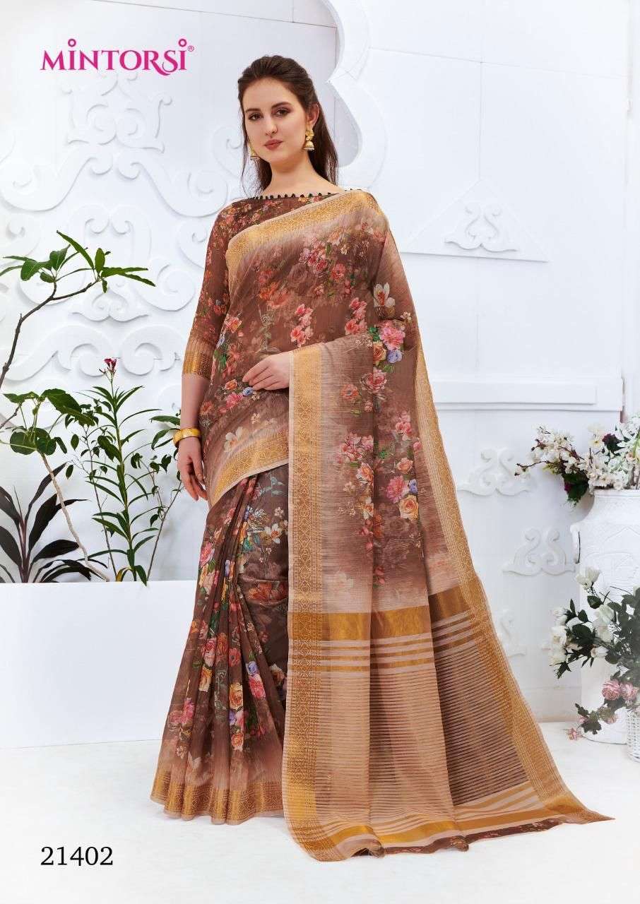 Mintosi swara Banarasi silk with digital print saree collection