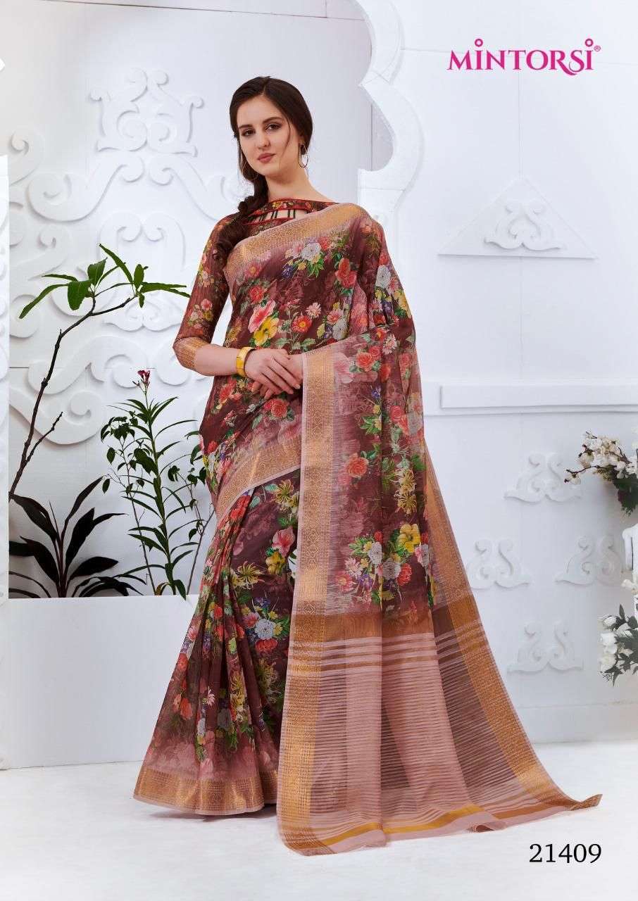 Mintosi swara Banarasi silk with digital print saree collection