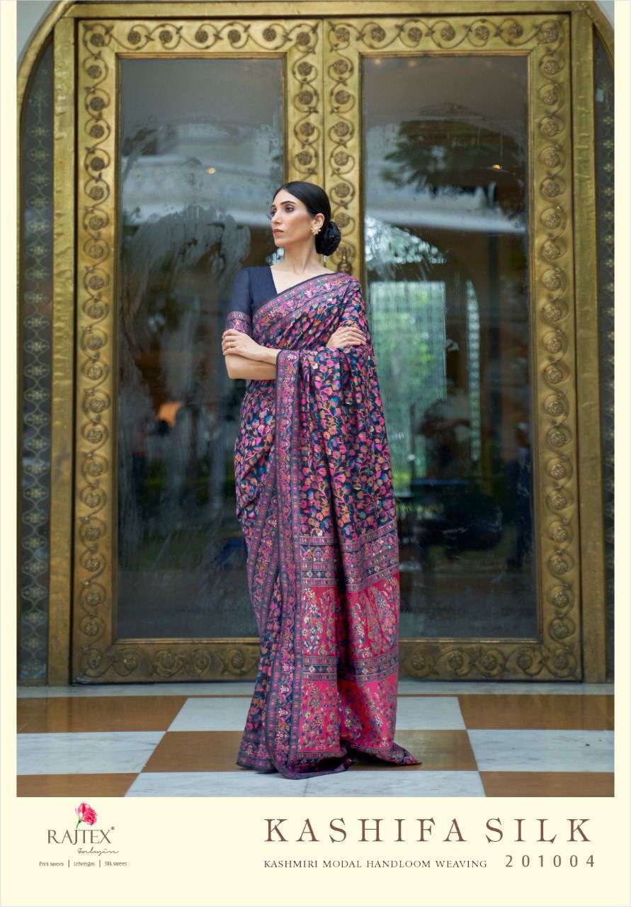 Rajtex kashifa silk designer kashmiri modal handloom weaving silk sarees at Wholesale Rate 