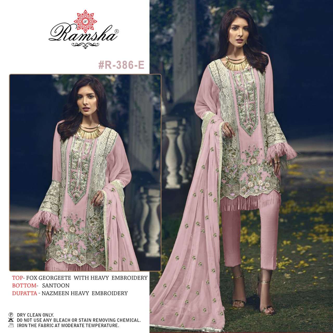 Ramsha R 386 colours georgette with heavy embroidery work pakistani dress material collection surat 