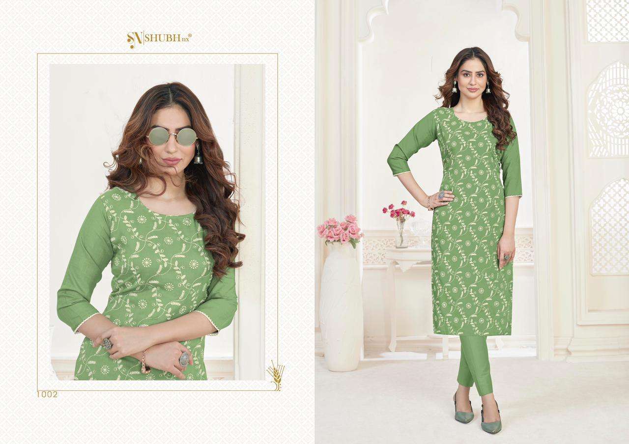 Shubh nx kashvi ruby cotton with lucknowi work readymade kurtis at Wholesale Rate 