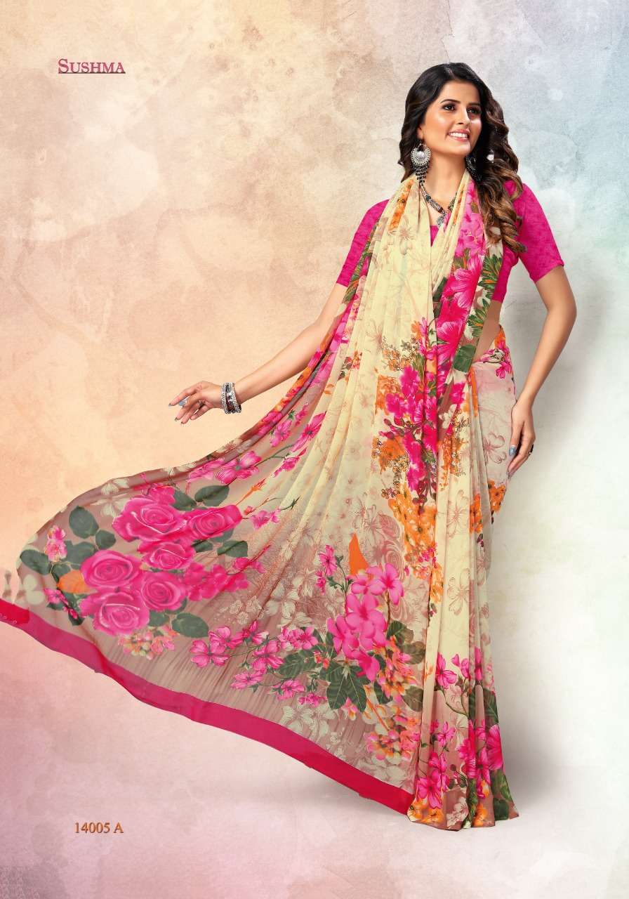 Sushma 14000 series georgette with digital print regular wear saree collection