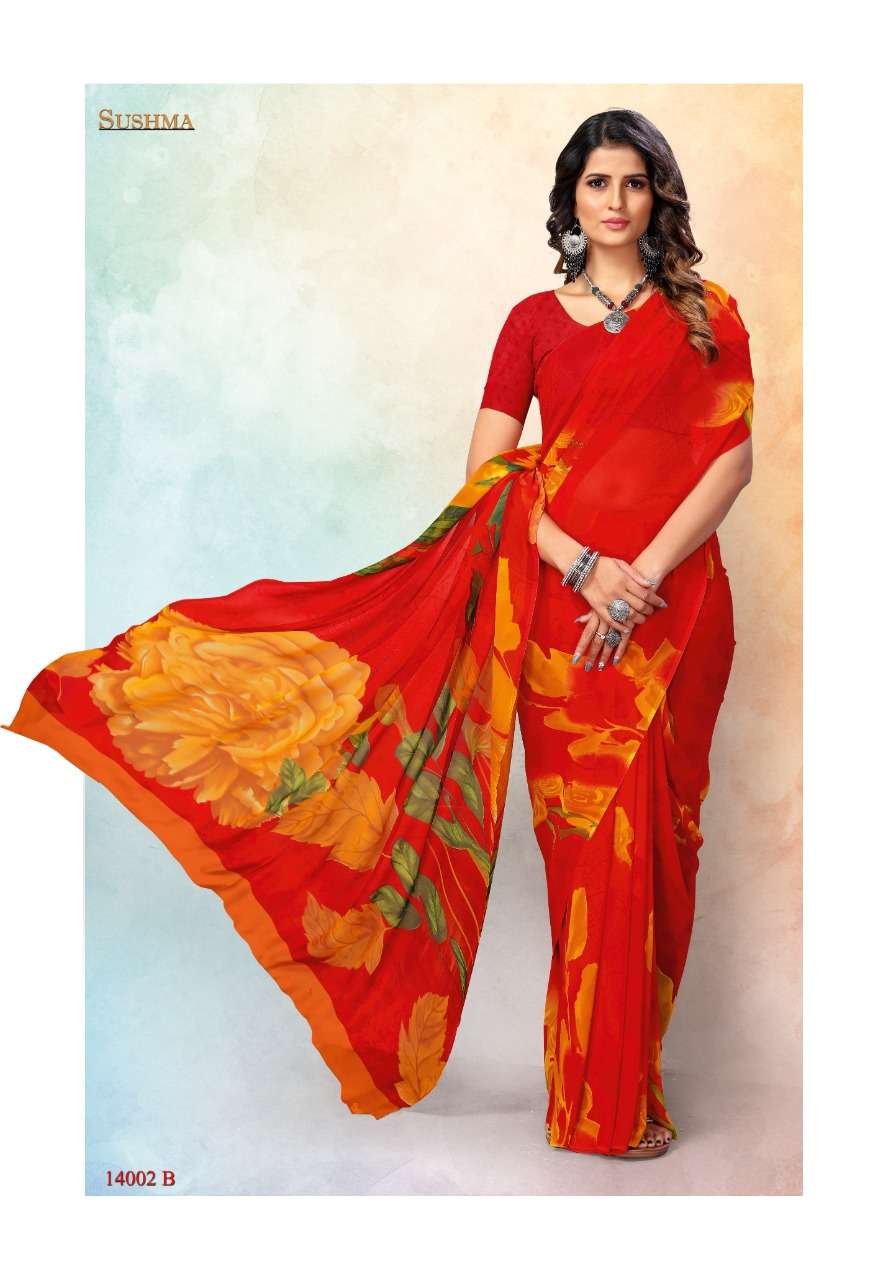 Sushma 14000 series georgette with digital print regular wear saree collection