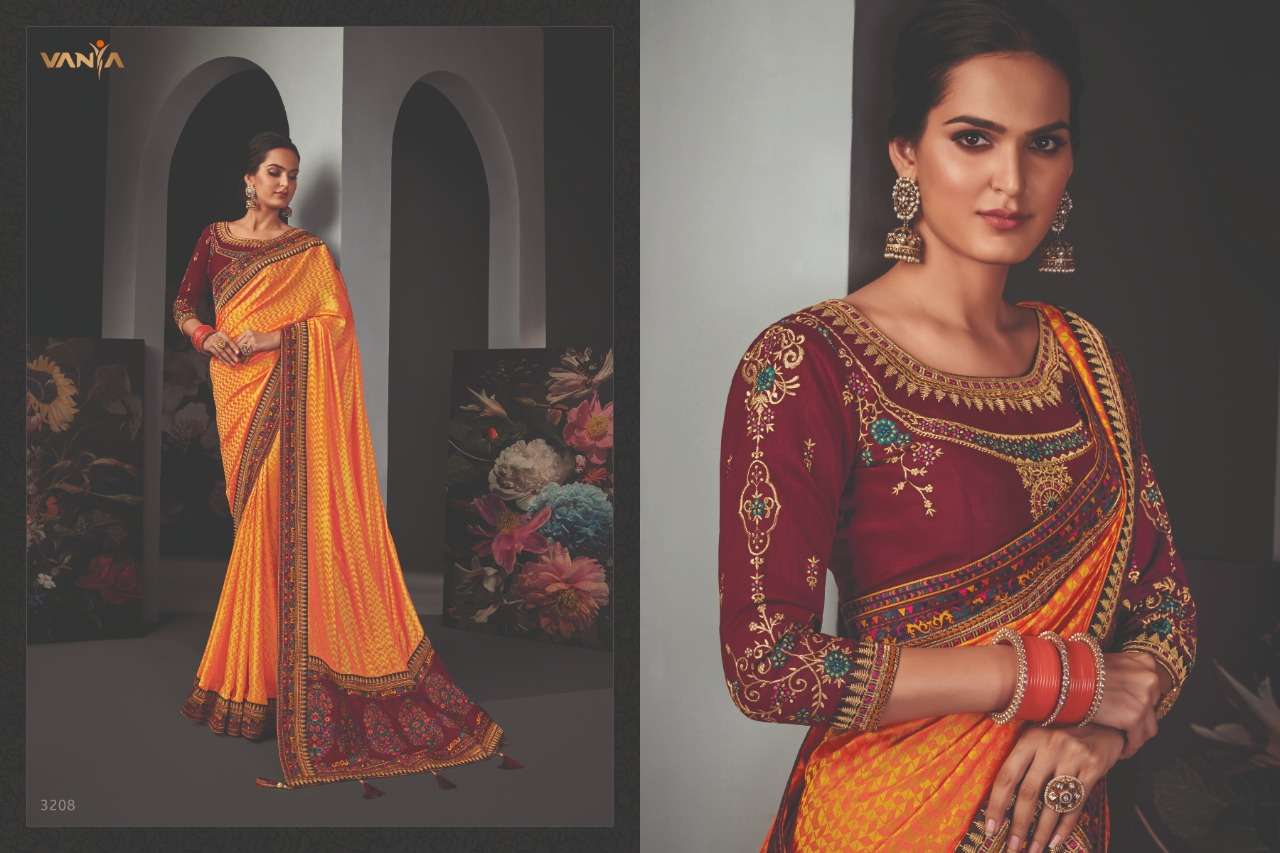 Vaniya 3200 series Satin georgette party wear saree collection