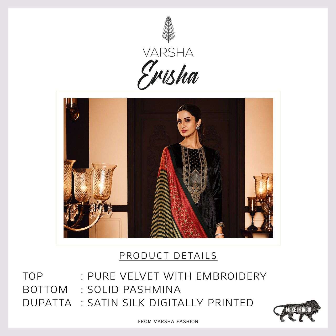 Varsha fashion erisha designer pure velvet with embroidery work dress material at wholesale Rate 