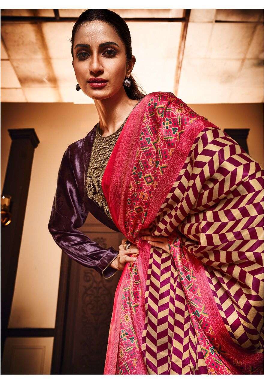 Varsha fashion erisha designer pure velvet with embroidery work dress material at wholesale Rate 