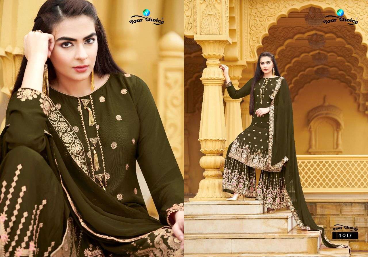 Your choice prime designer dola silk with heavy embroidery work dress material collection surat 