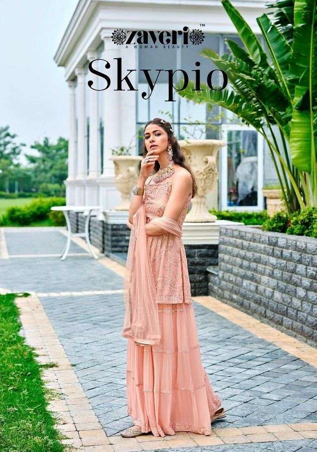 Zaveri skypio pure viscose georgette with embroidery work readymade salwar kameez at wholesale Rate 